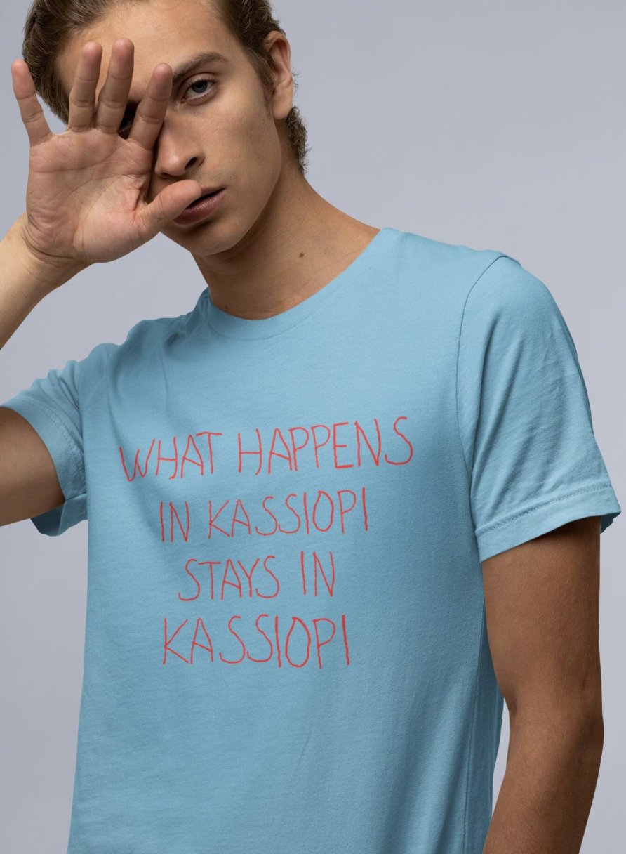 What Happens in Kassiopi stays in Kassiopi shirt, Saltburn Merch, Barry Keoghan and Jacob Elordi, Saltburn Movie, Unisex Heavy Cotton Tee T - Shirt - Clarity Threads